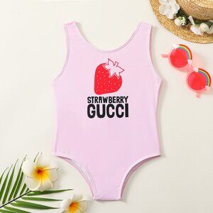 NWT Strawberry one piece swimsuit for girls with bow size 3